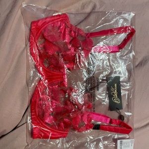 Rosabelle Pink Floral Balconette Bra - 32DDD/F